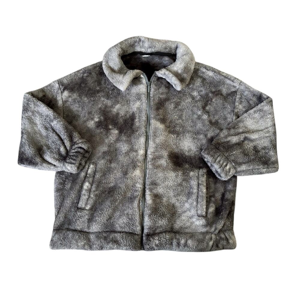 Old Navy Gray Tie Dye Fleece Full-Zip Jacket Womens Size XS